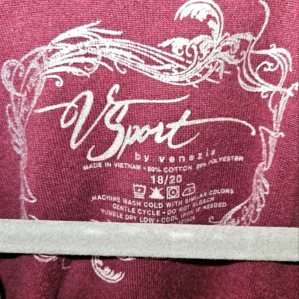 #119 Sport by VENEZIA- Burgundy-colored Velour Zip-up Hoodie- Sz. 18W-20W - Picture 3 of 3